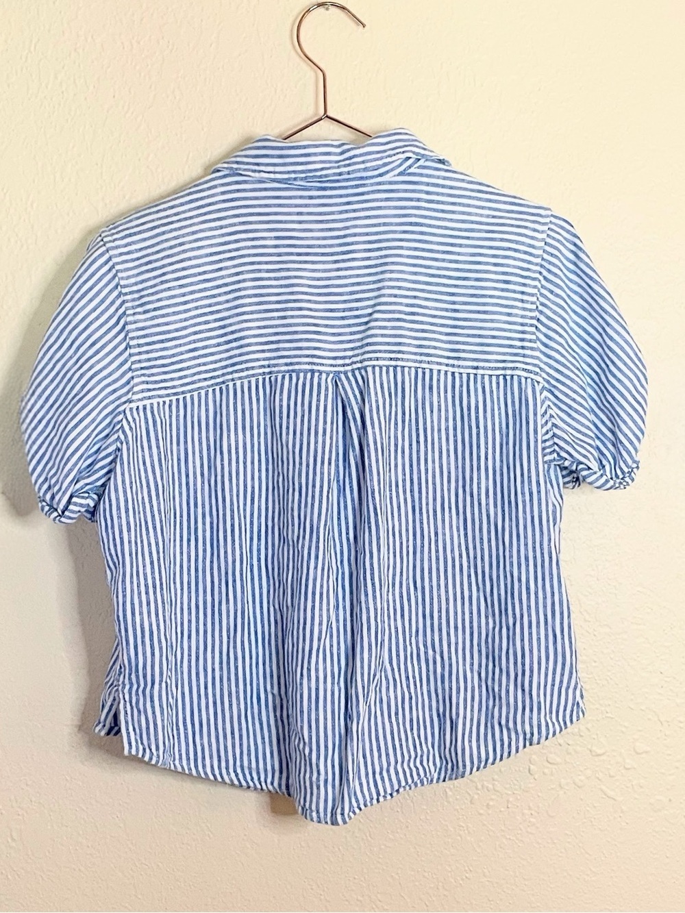 Universal Thread Blue White Stripe Linen Blend Top Small - Picture 5 of 8